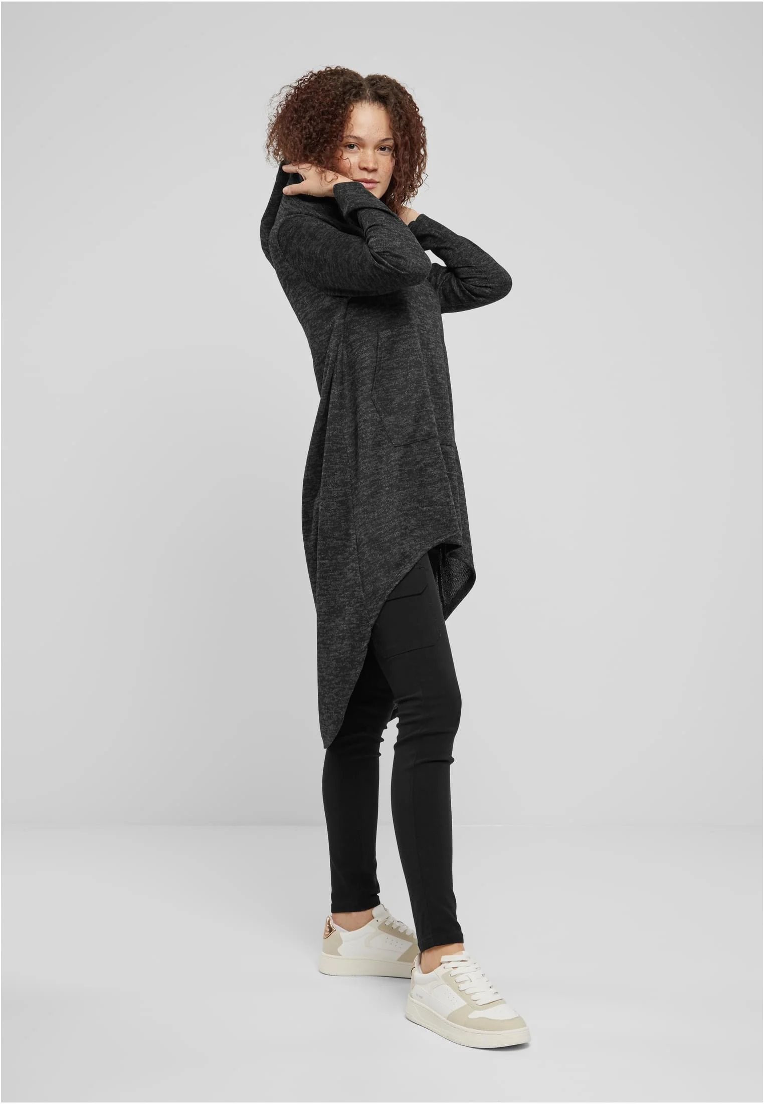 skwm-tb-1855CL5_Mw12-00432 Damen Kleid Turtle-Neck Hoodie Kleid Kapuze