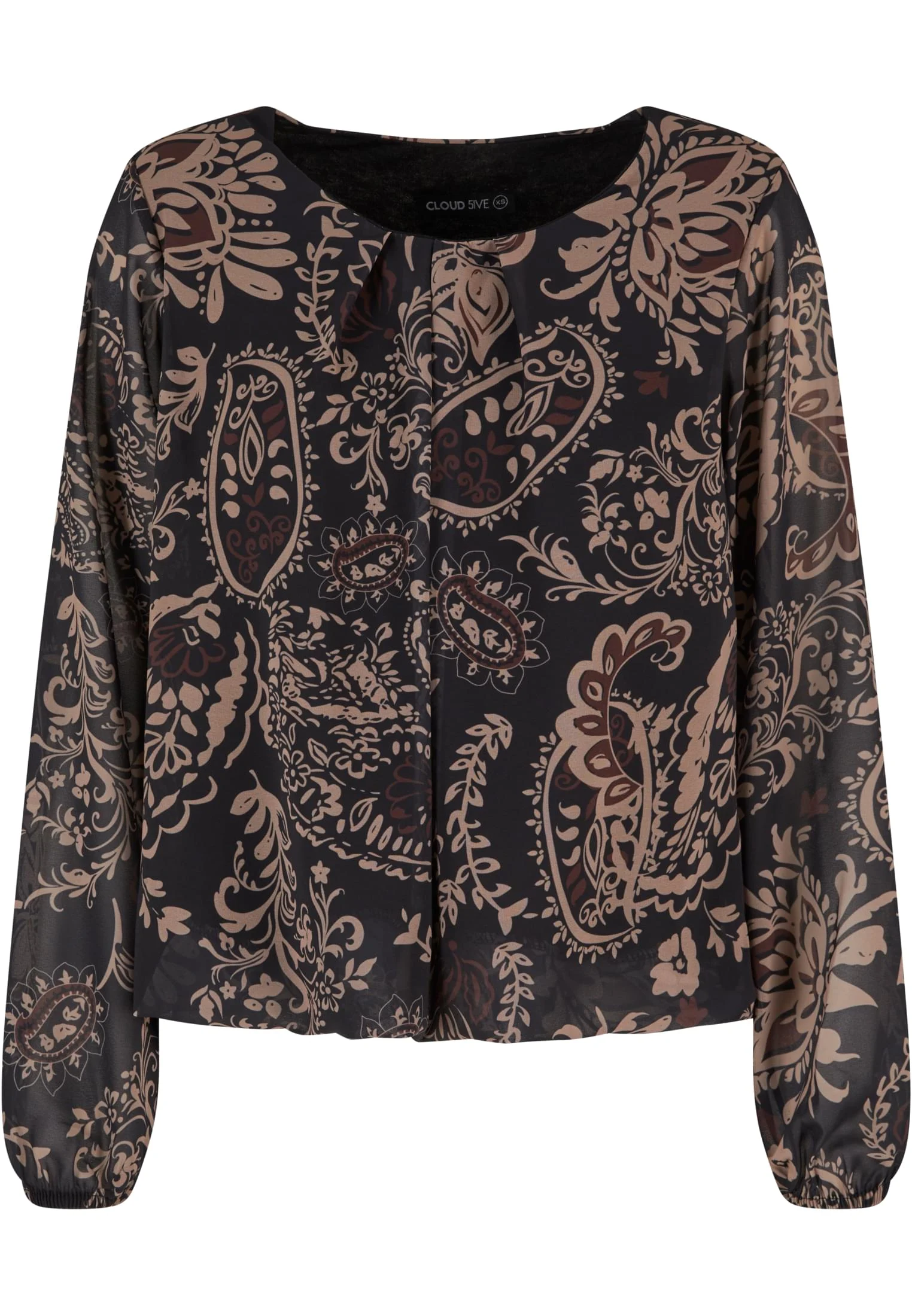skwm-tb-5202CL5_P1-00007 Damen Chiffon Bluse mit All Over Ornament Print
