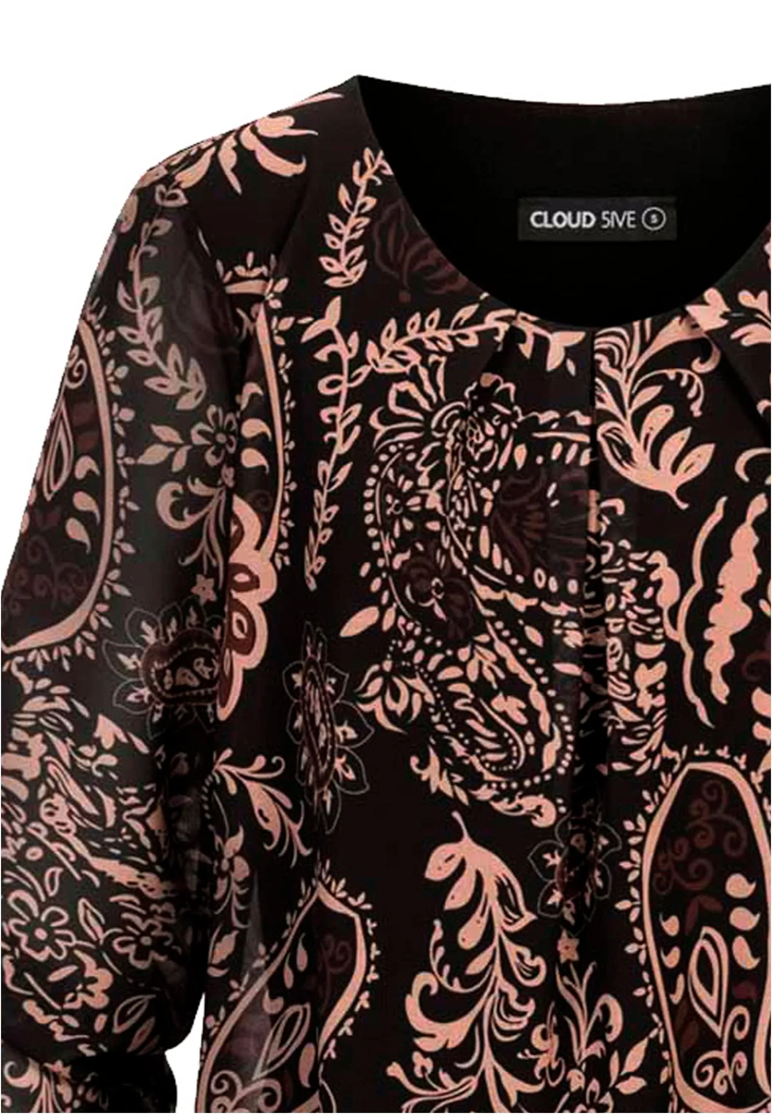 skwm-tb-5202CL5_P7-00007 Damen Chiffon Bluse mit All Over Ornament Print