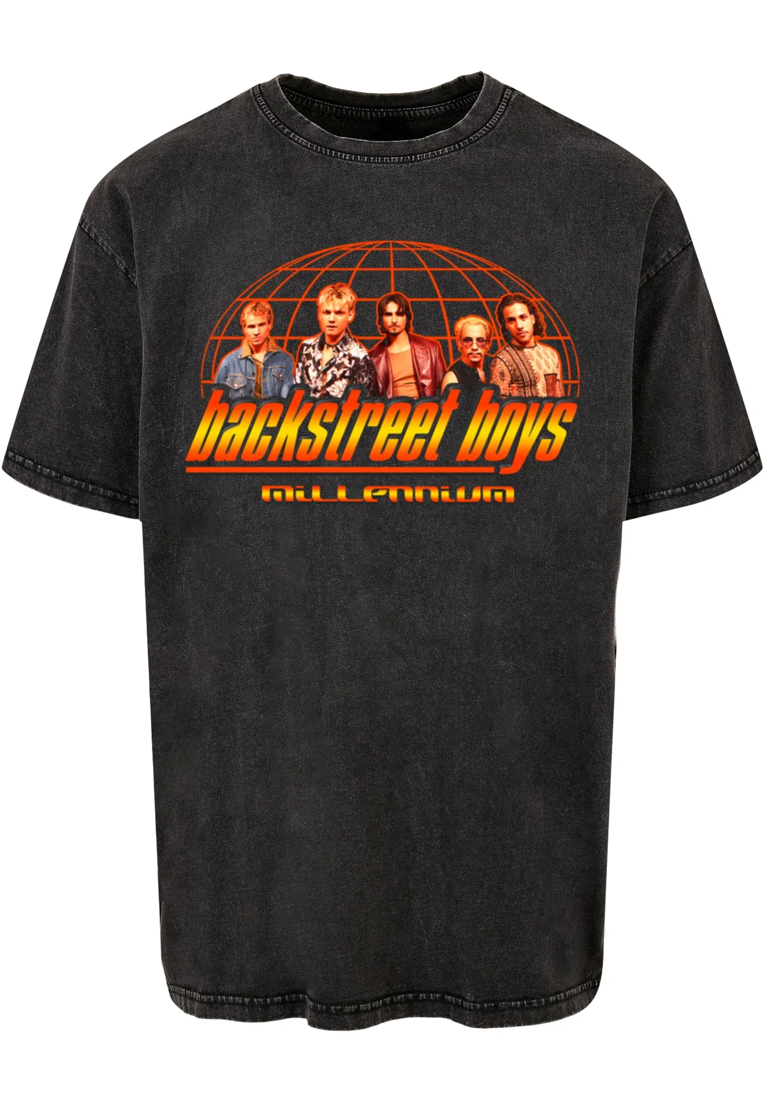 Backstreet Boys - Millenium Globe Acid Washed Heavy Oversize Tee
