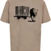 Brandalised - Barcode Leopard Acid Washed Oversize Tee