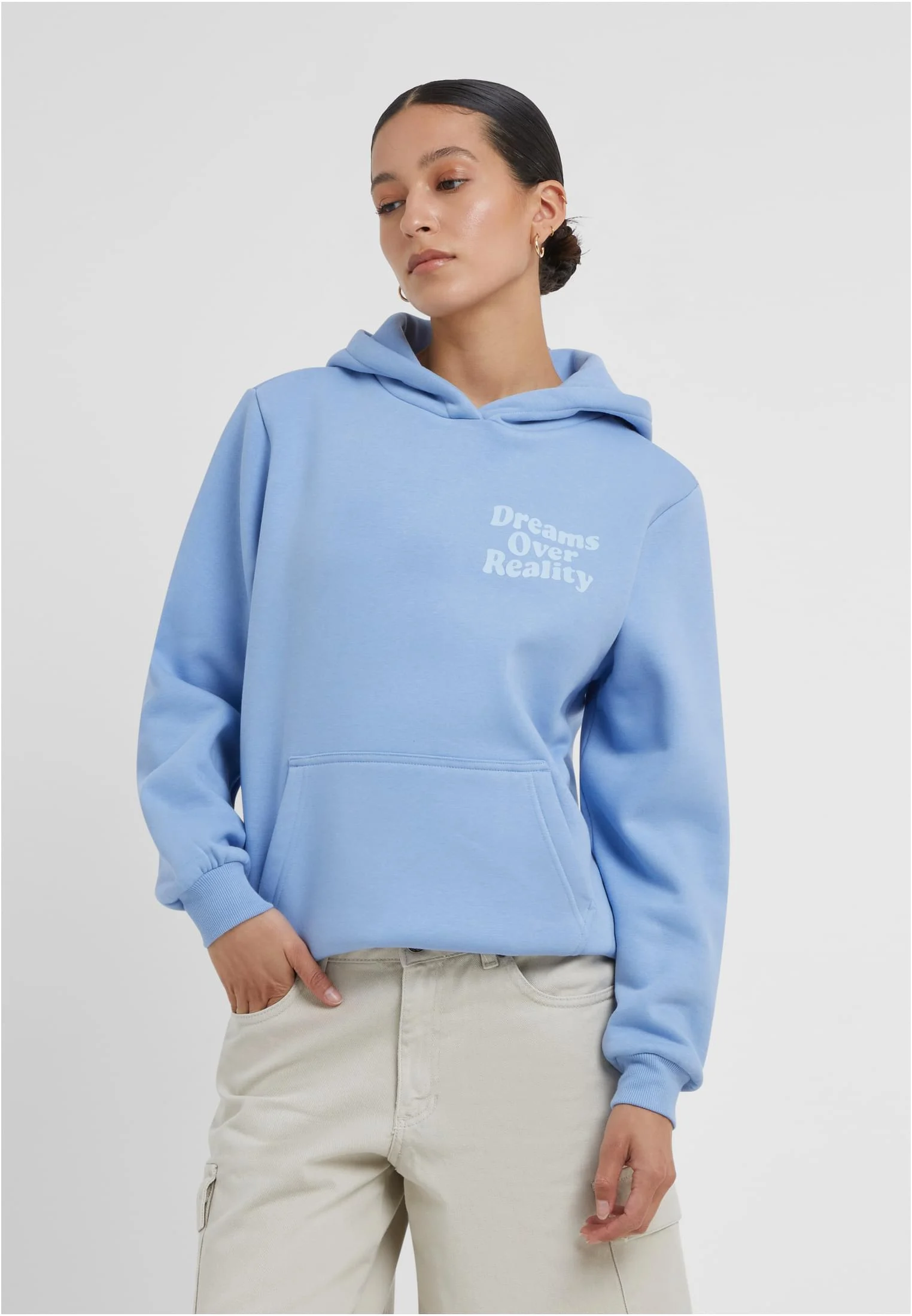 skwm-tb-MST214_Mw1-18327_89a44c79-2cc7-45a2-8e51-dc0f04a28911 Dreams Over Reality Ladies Fluffy Hoody
