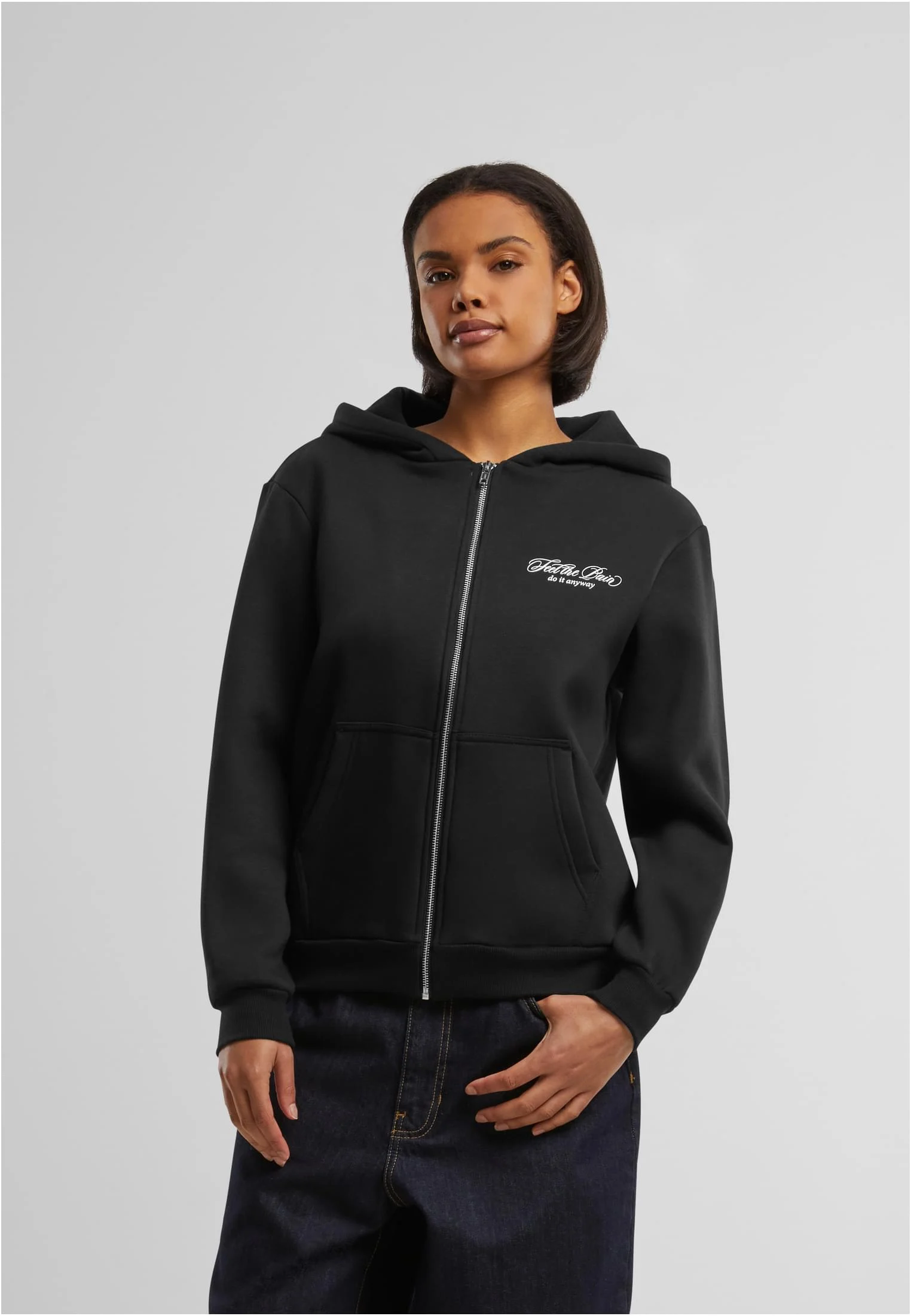 Feel The Pain Ladies Fluffy Zip Hoody