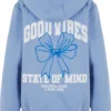 Good Vibes Bow Ladies Fluffy Hoody