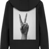 skwm-tb-MST374_P2-00007 Girls Peace Hand Ladies Fluffy Hoody