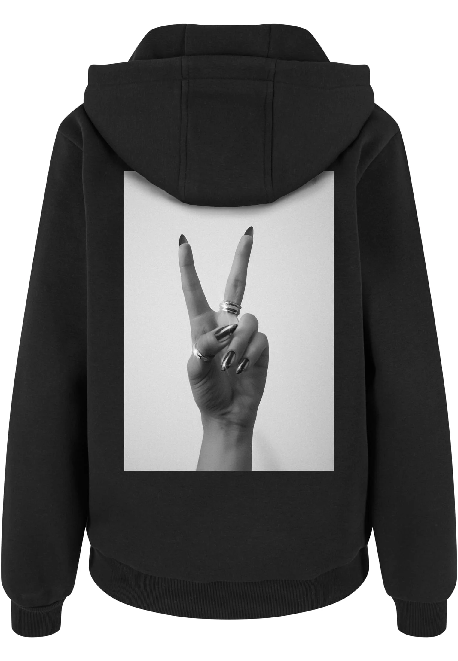 skwm-tb-MST374_P2-00007 Girls Peace Hand Ladies Fluffy Hoody