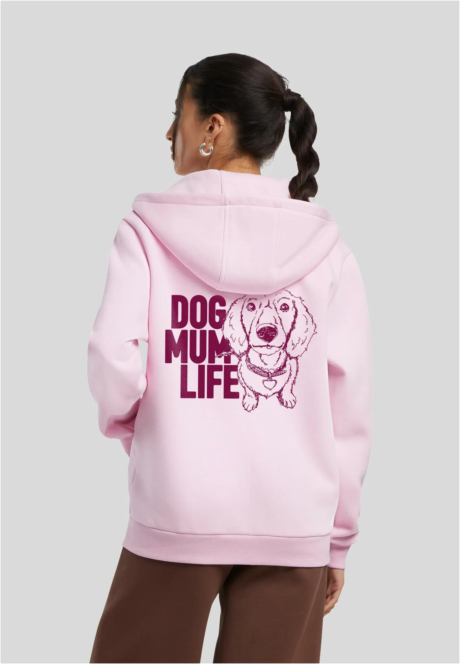 skwm-tb-MST432_Mw2-12155 Dog Mum Life Ladies Fluffy Zip Hoody