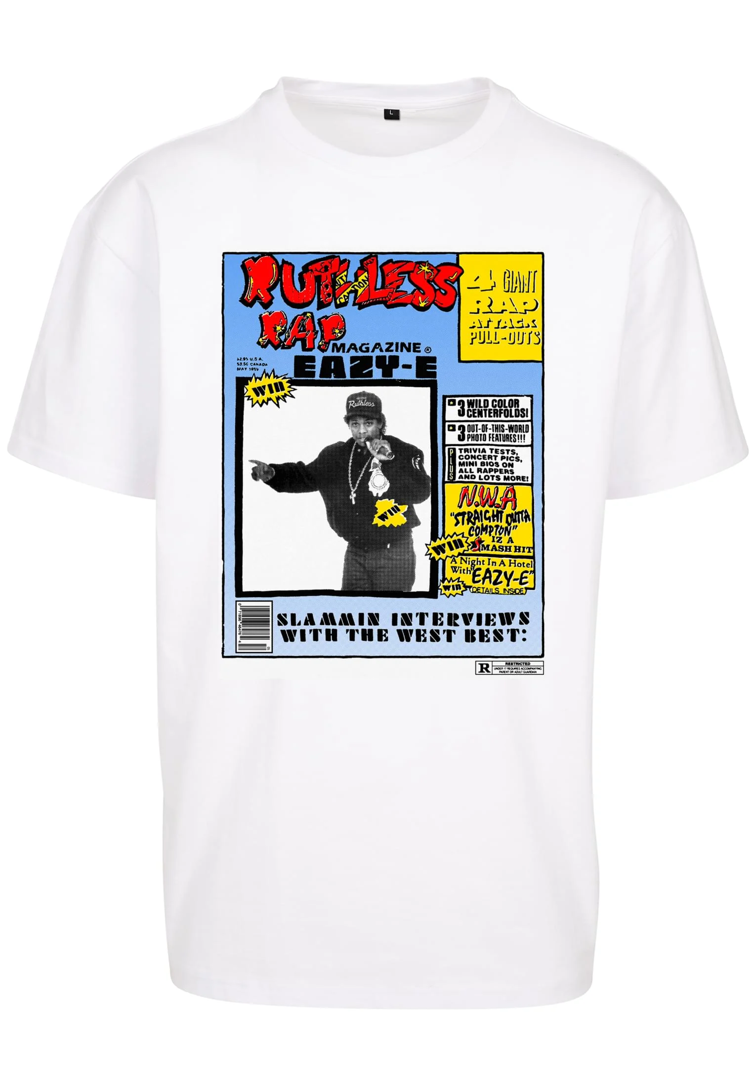 skwm-tb-MT2406_P1-00220 Eazy-E RAP Magazine Oversize Tee