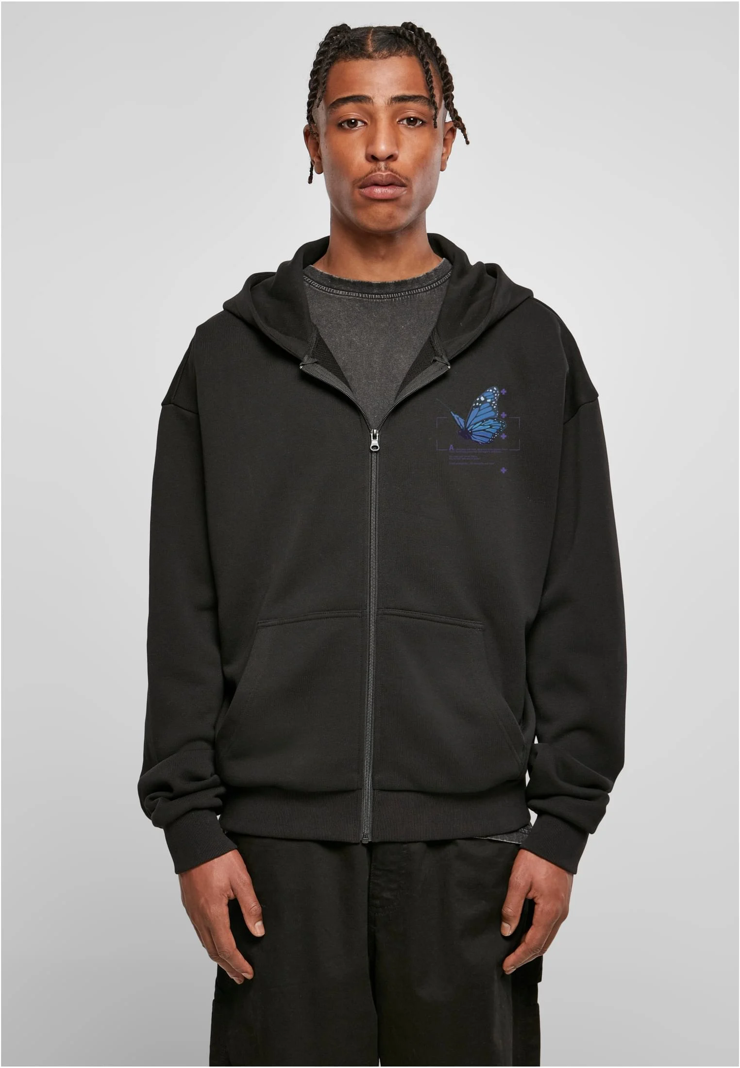 Grid Head Butterfly Oversize Zip Hoody