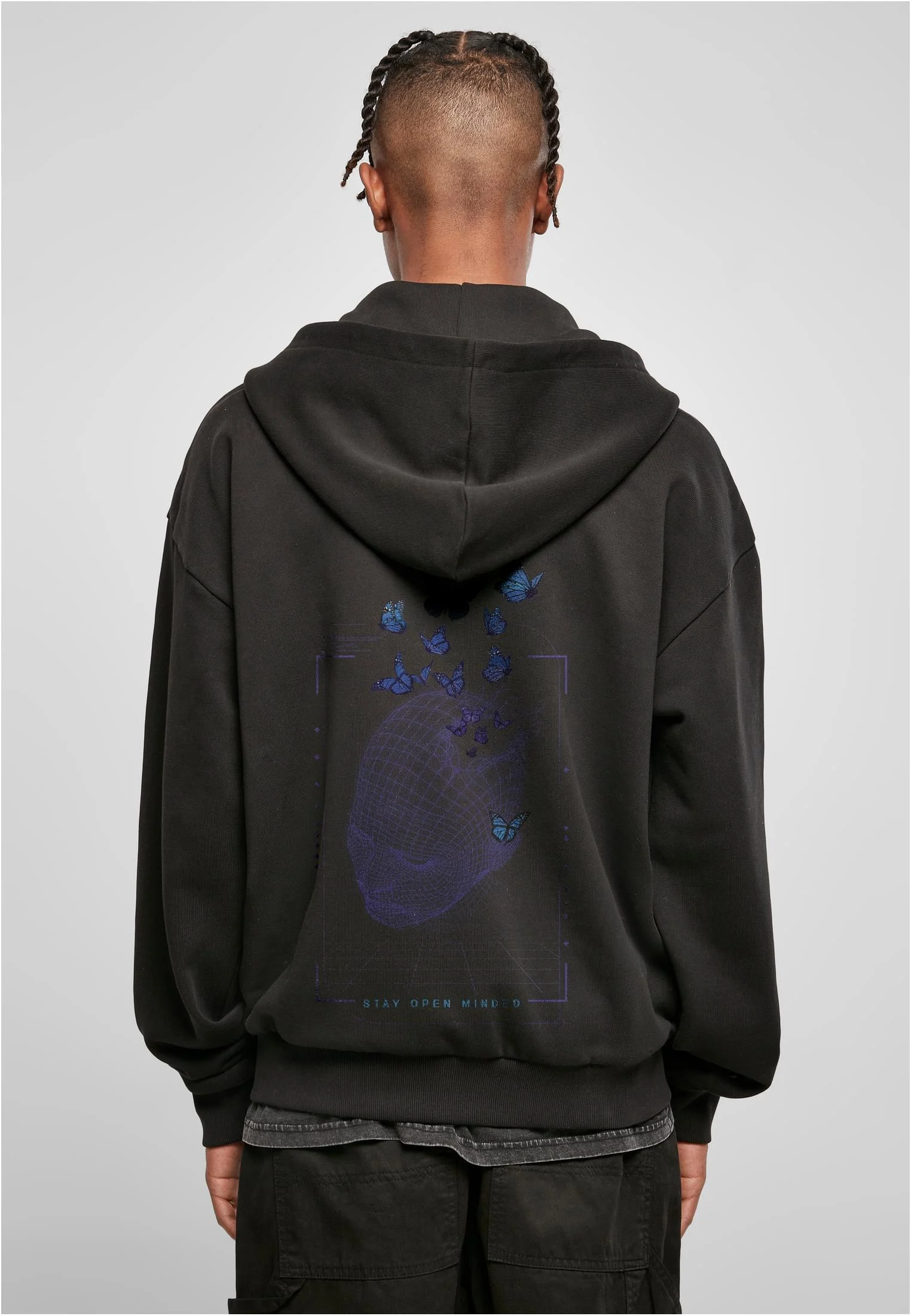 Grid Head Butterfly Oversize Zip Hoody