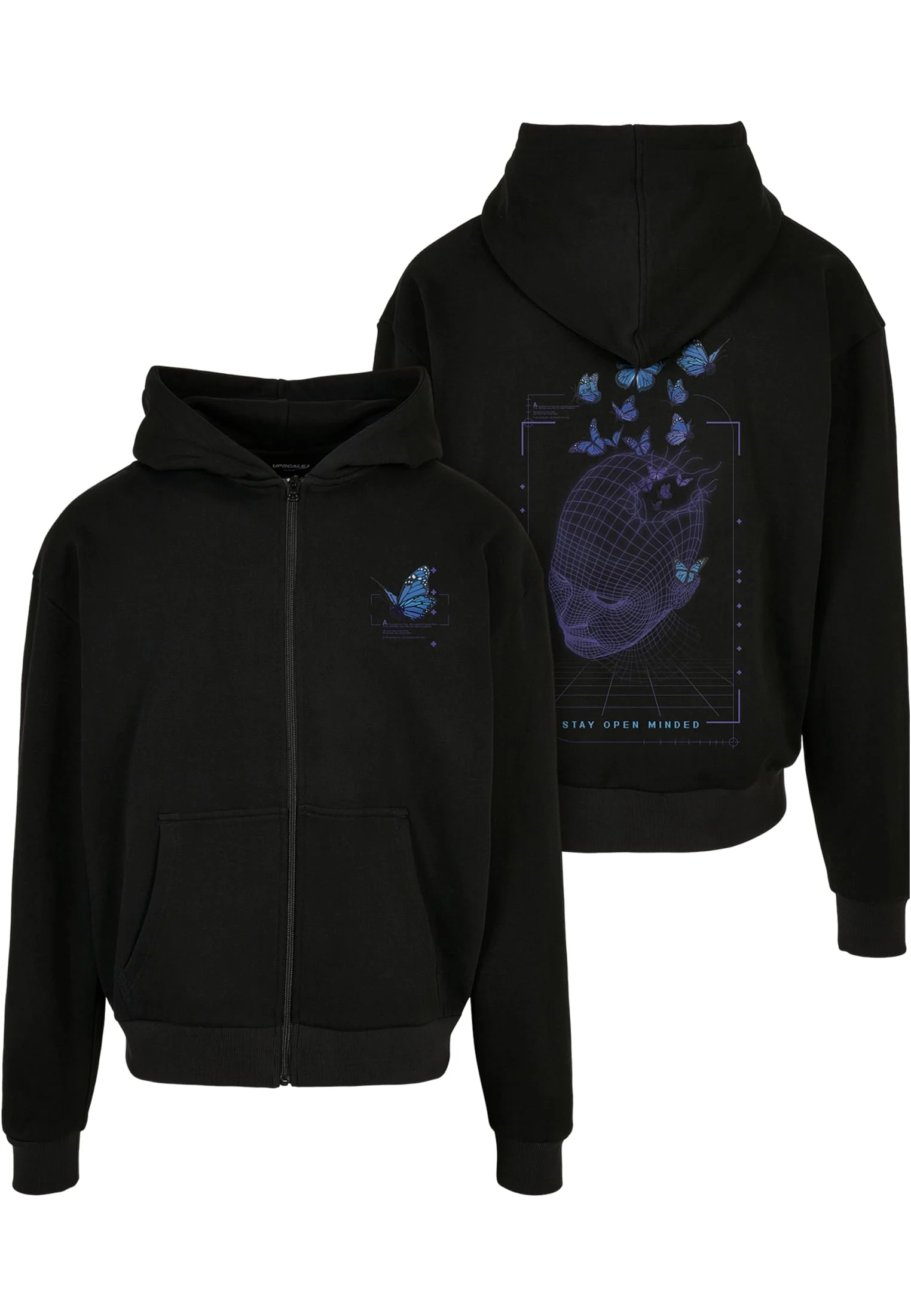 Grid Head Butterfly Oversize Zip Hoody