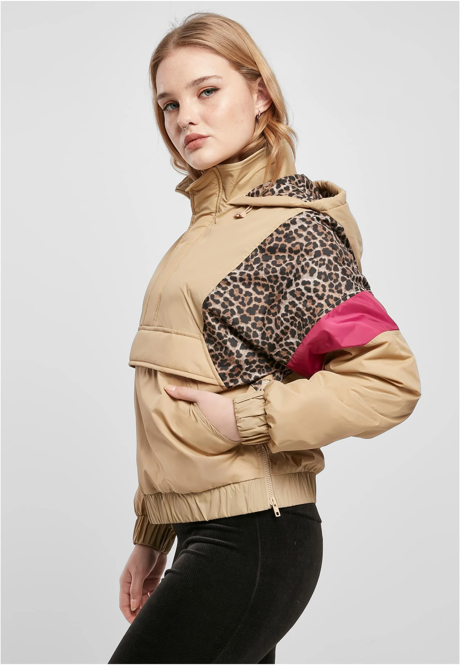 Ladies AOP Mixed Pull Over Jacket