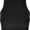 Ladies Cropped Shiny Rib Top