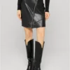 Ladies Synthetic Leather Biker Skirt