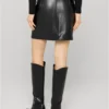 Ladies Synthetic Leather Biker Skirt