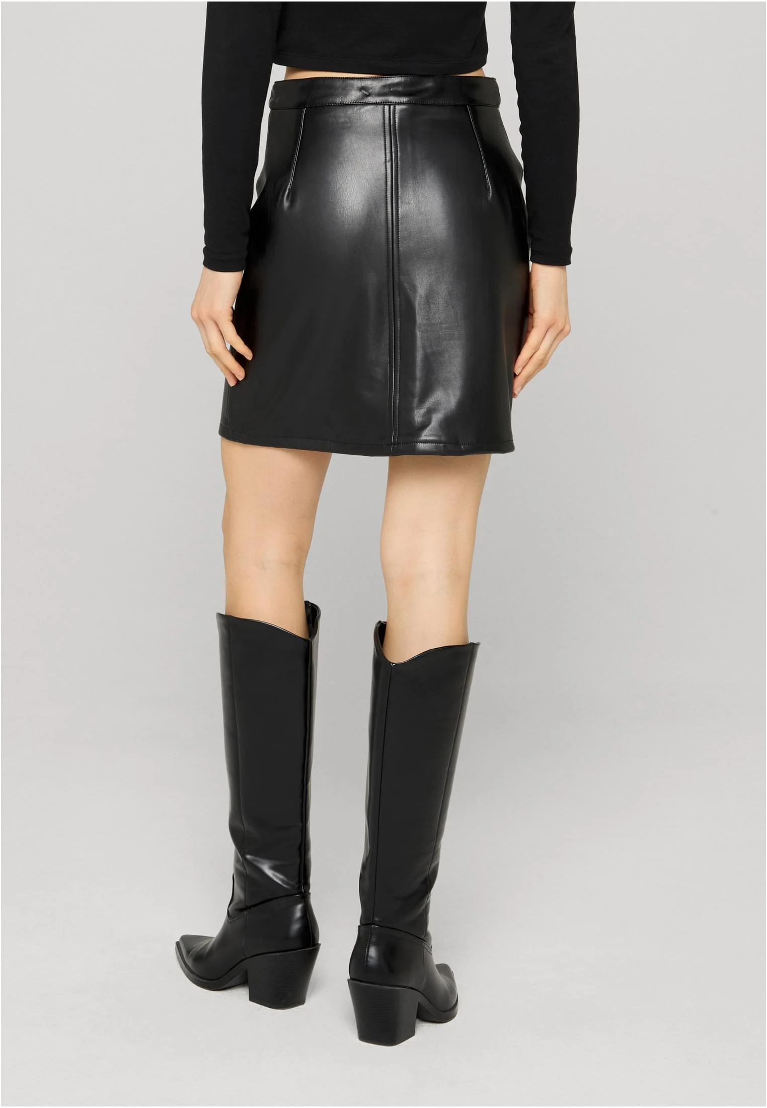 Ladies Synthetic Leather Biker Skirt