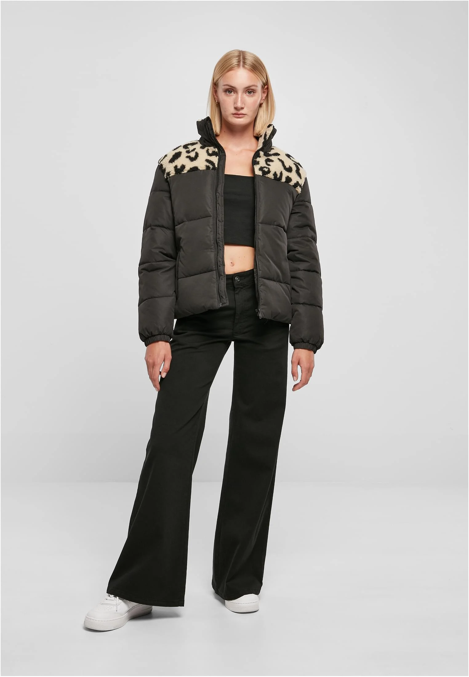 Ladies AOP Sherpa Mixed Puffer Jacket