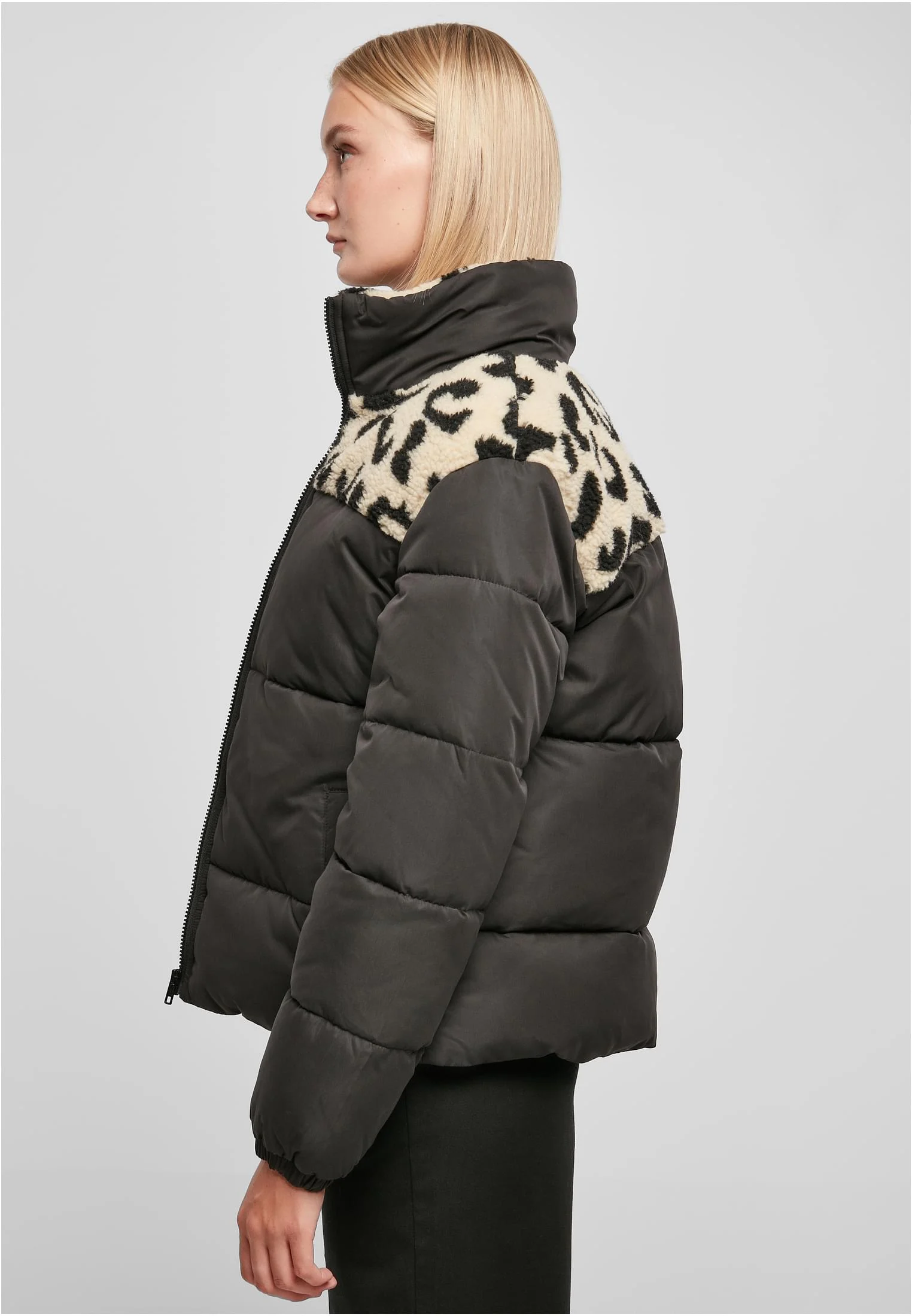 Ladies AOP Sherpa Mixed Puffer Jacket