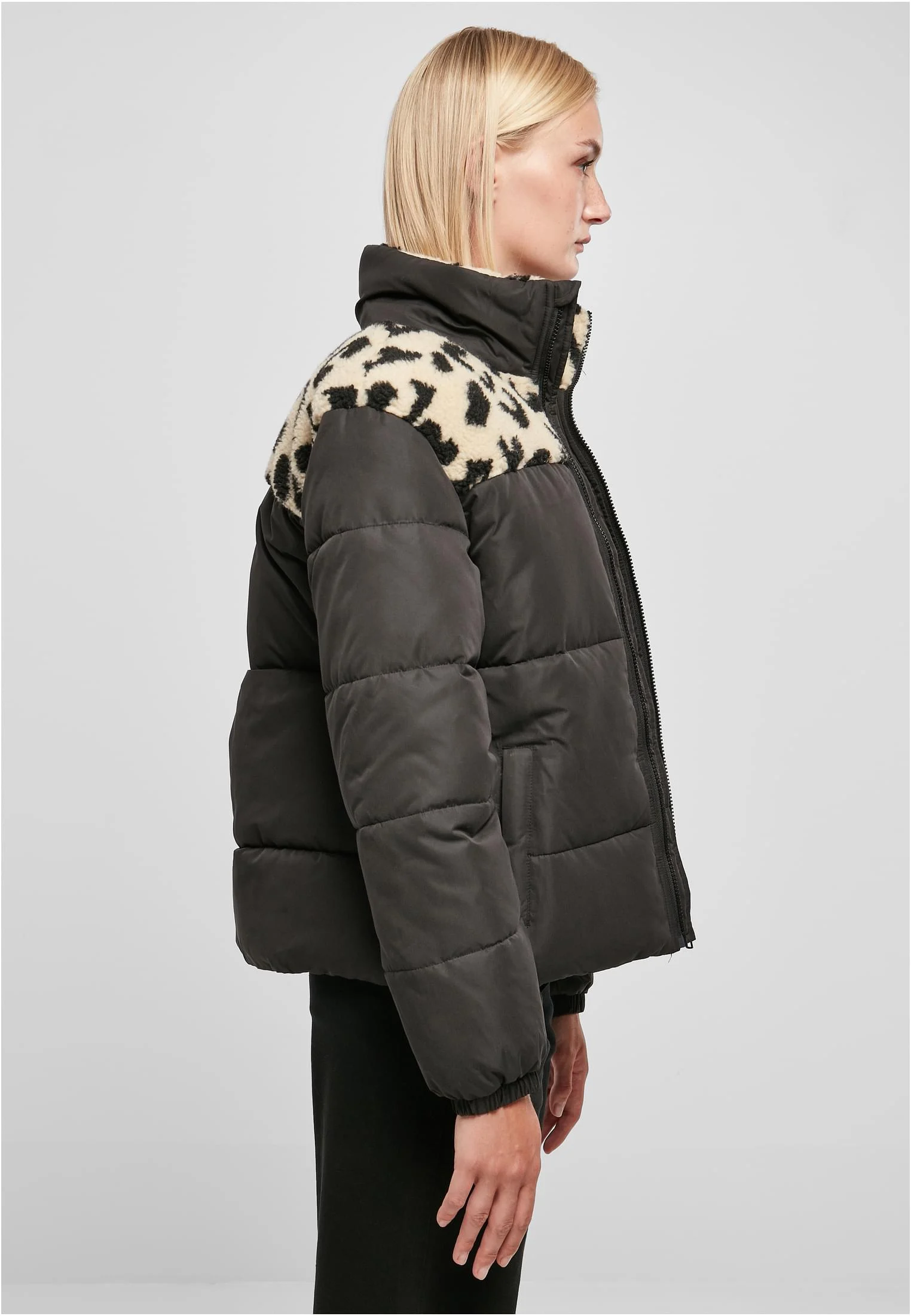 Ladies AOP Sherpa Mixed Puffer Jacket