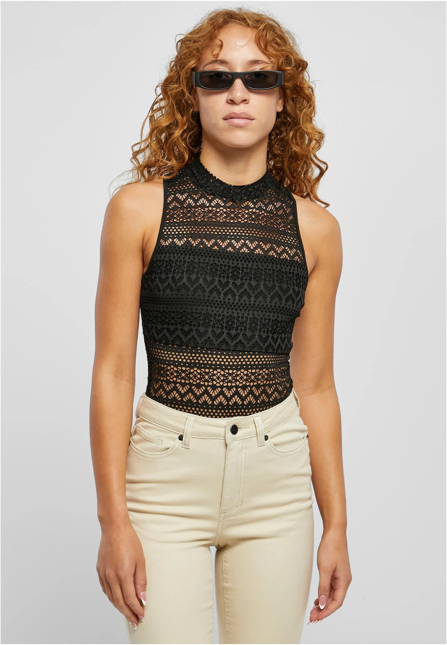 Ladies Crochet Jersey Turtleneck Body
