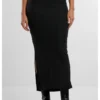 Ladies Rib High Slit Skirt