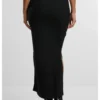 Ladies Rib High Slit Skirt