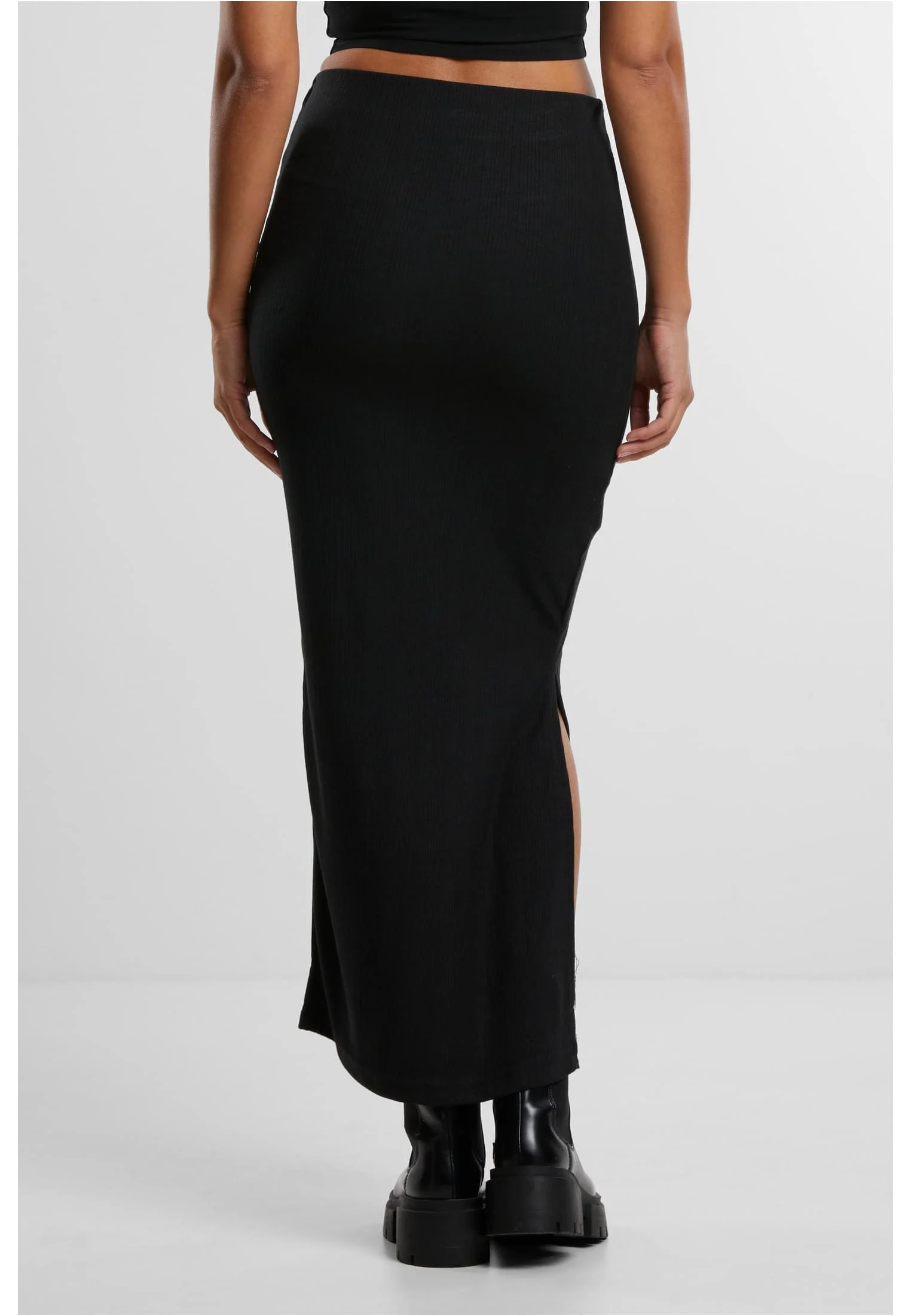 Ladies Rib High Slit Skirt