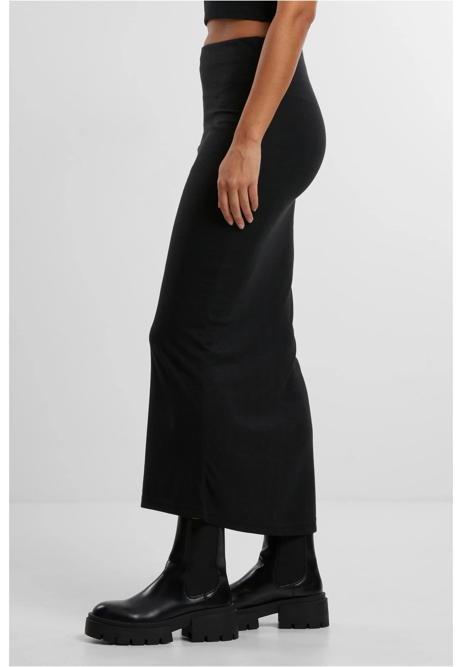 Ladies Rib High Slit Skirt