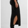 Ladies Rib High Slit Skirt