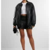 Ladies Synthetic Leather Pleated Skirt
