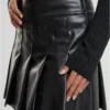 Ladies Synthetic Leather Pleated Skirt