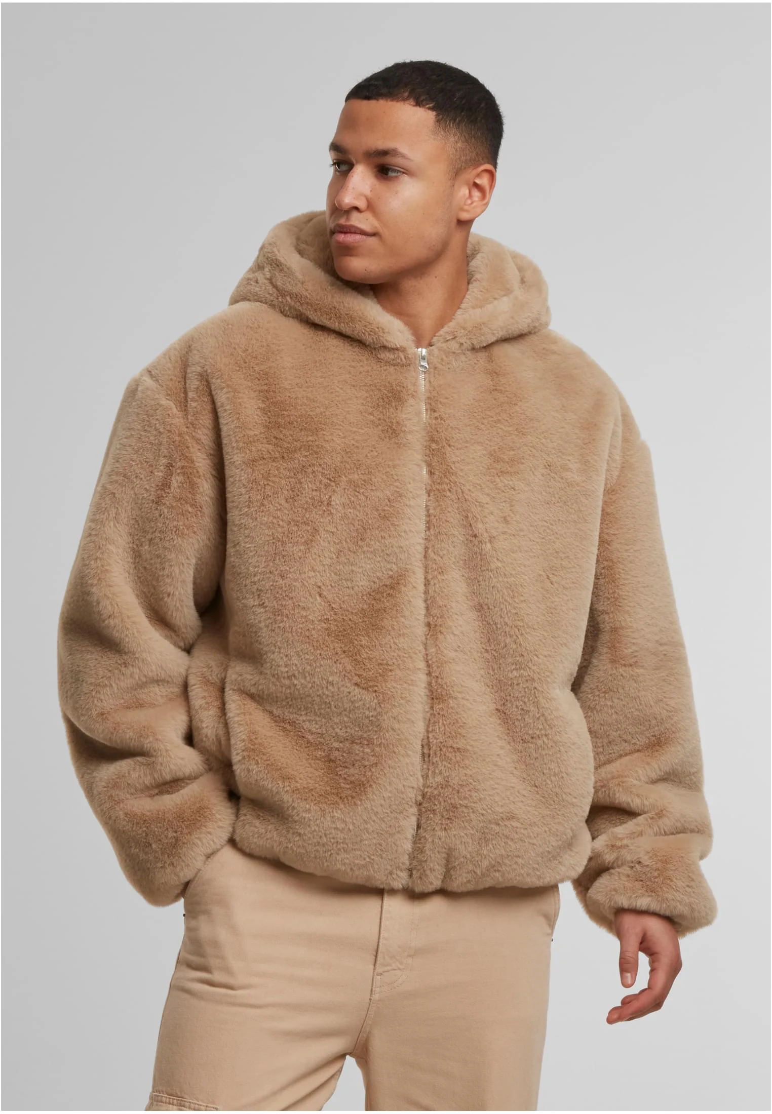 Full Zip Faux Fur Hoodie
