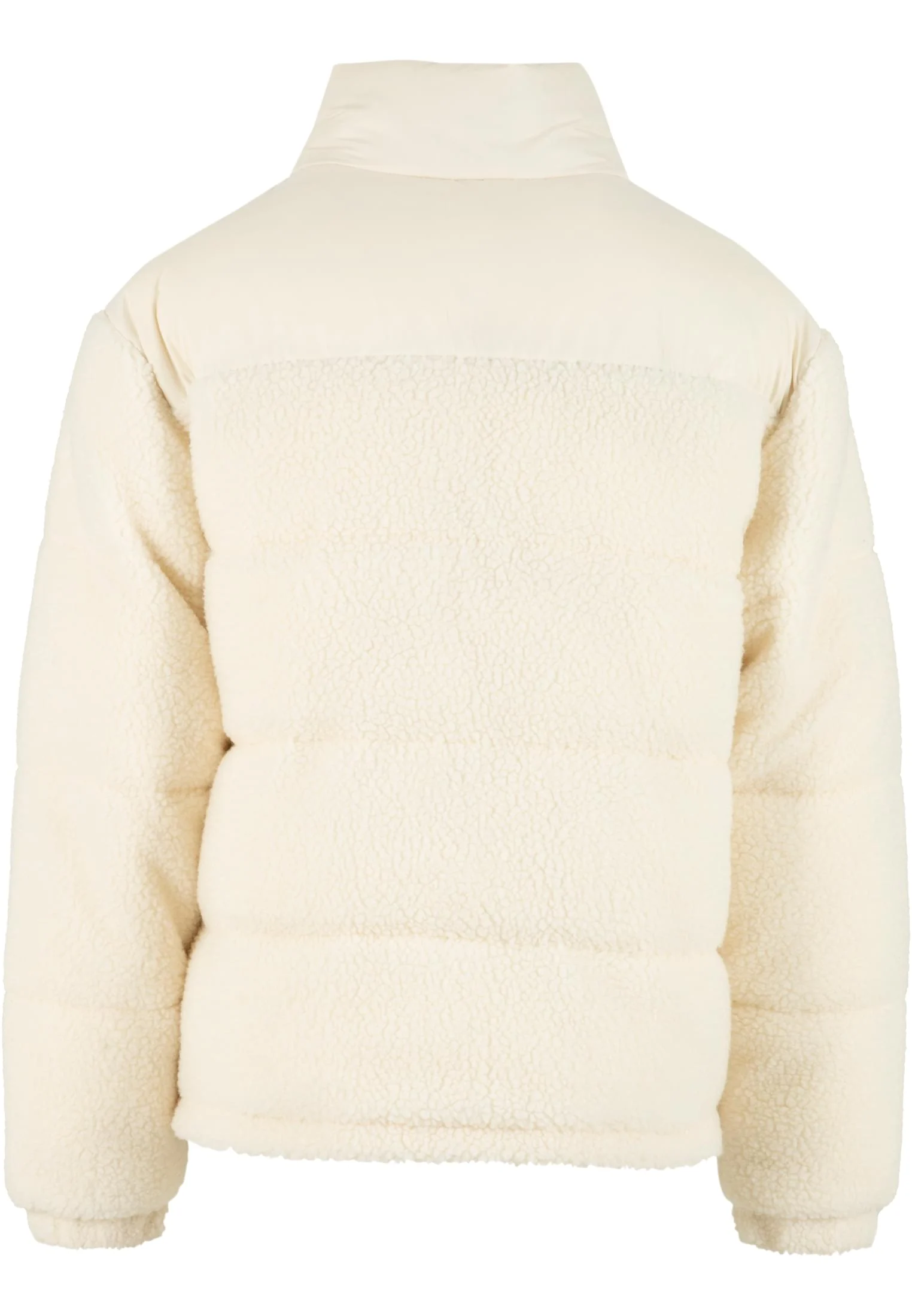 Fabric Mix Teddy Puffer Jacket